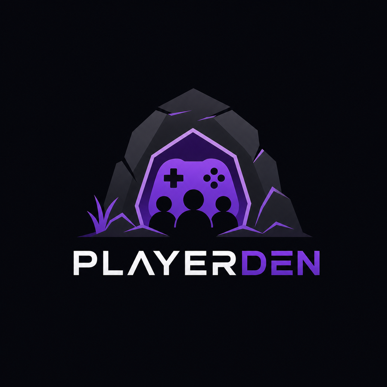 PlayerDen logo: a purple gaming den with three players above the PLAYERDEN wordmark